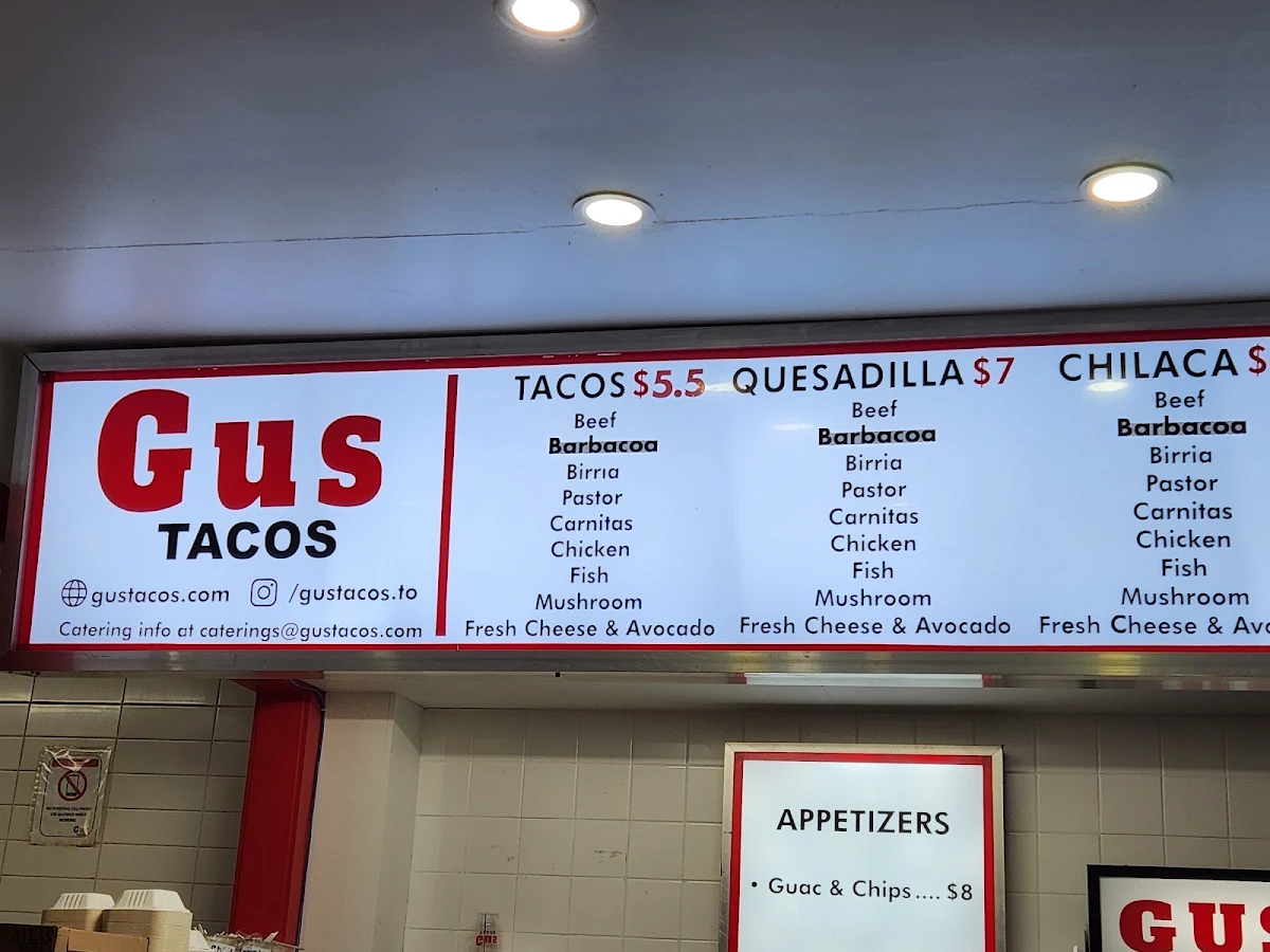 Menu, Gus Tacos