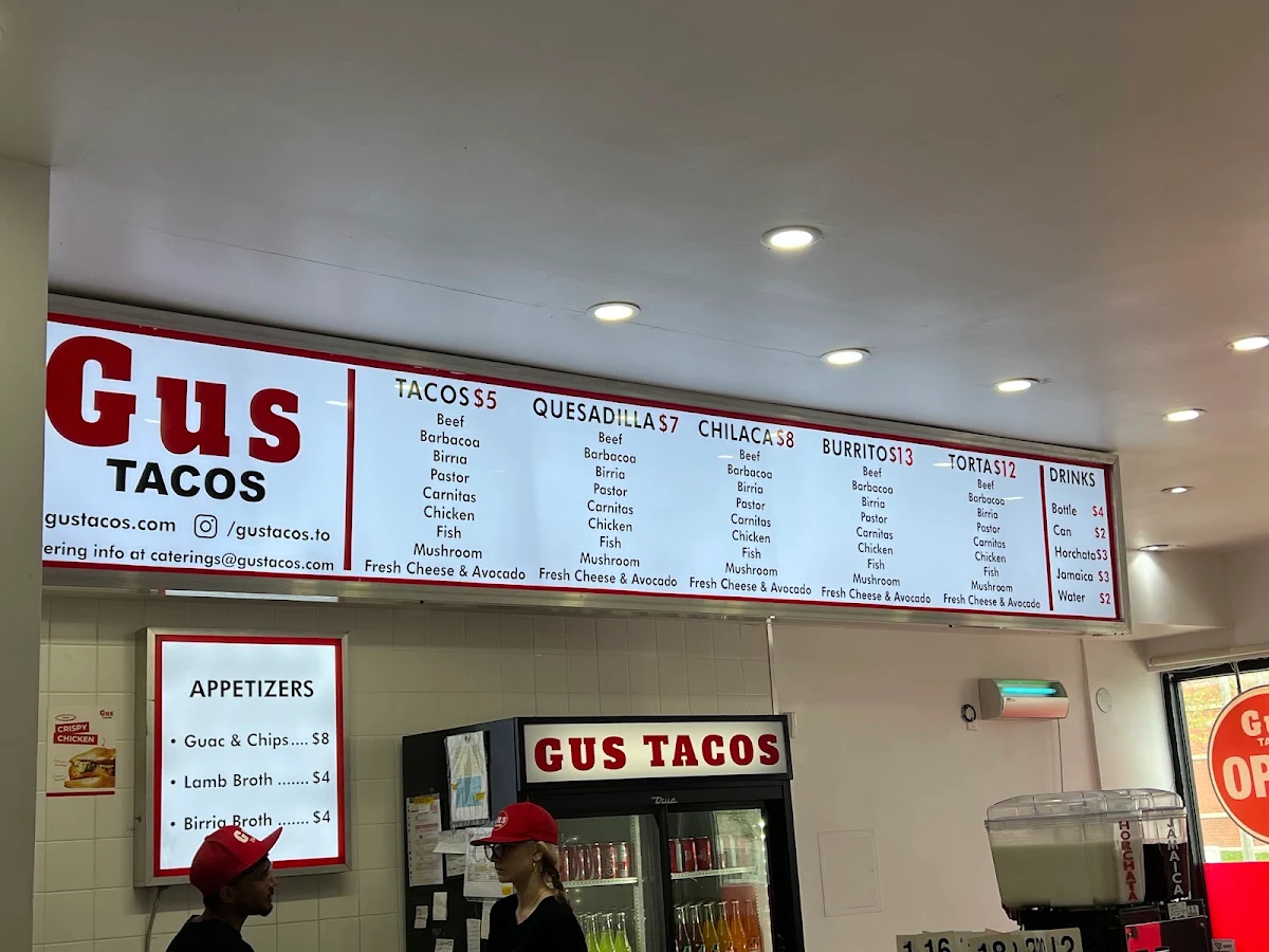 Menu, Gus Tacos