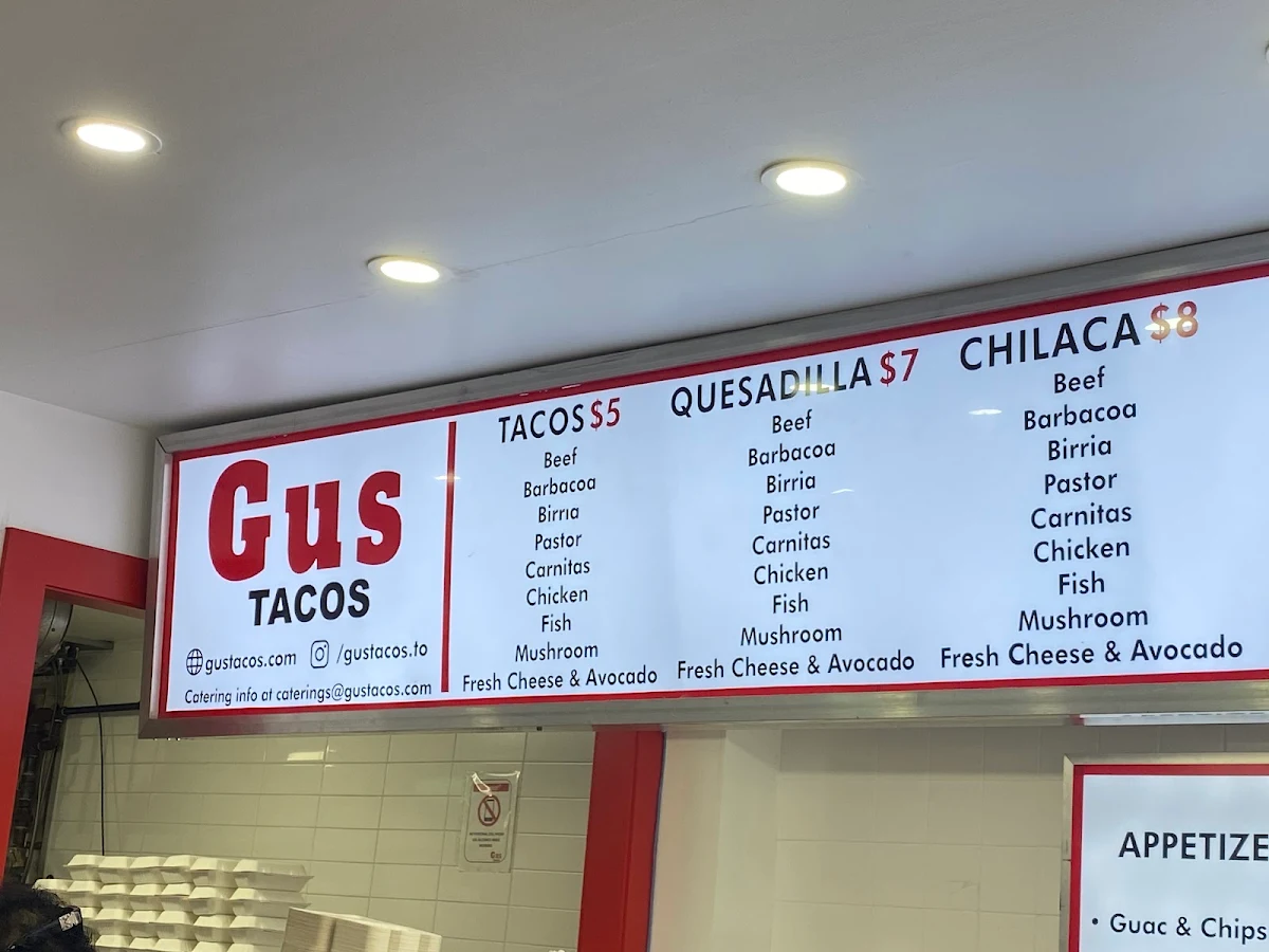 Menu, Gus Tacos