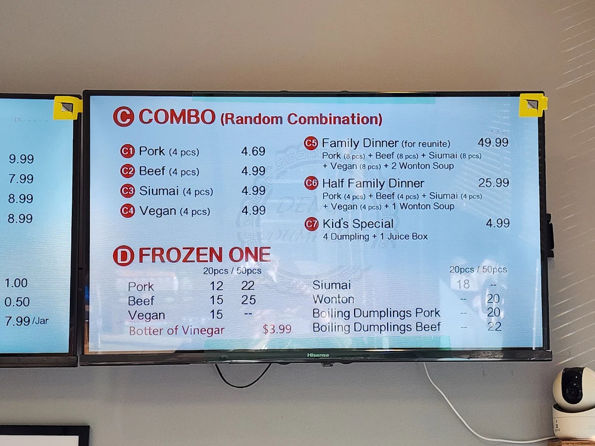 Menu, Deng’s Dumpling