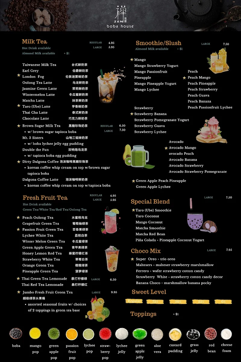 Menu, ZEN BOBA HOUSE