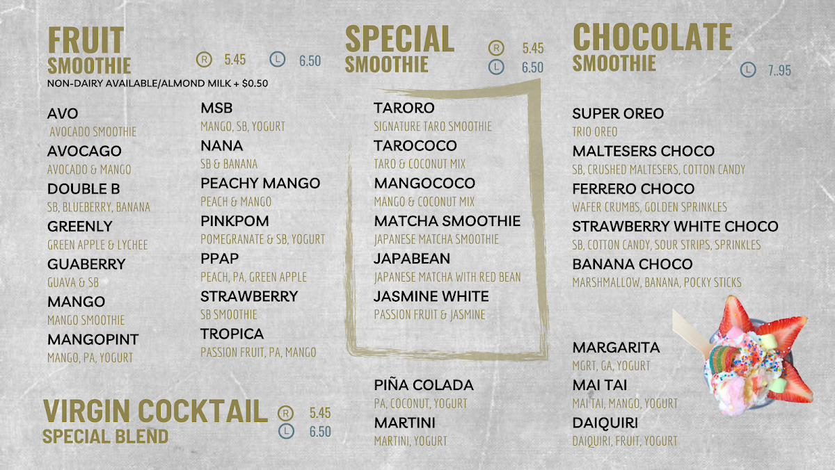 Menu, ZEN BOBA HOUSE