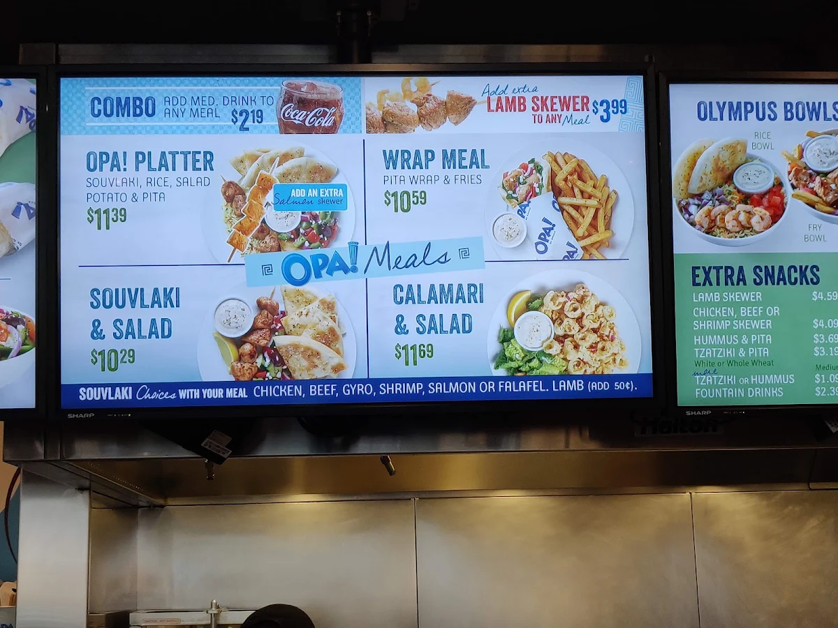 Menu, OPA! of Greece Metrotown