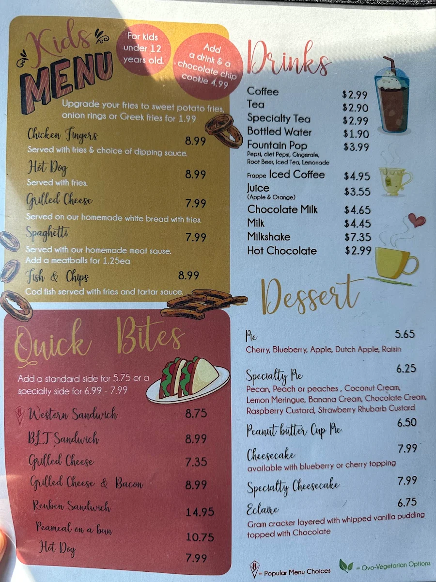 Menu, The Right Spot Restaurant Baked Goods