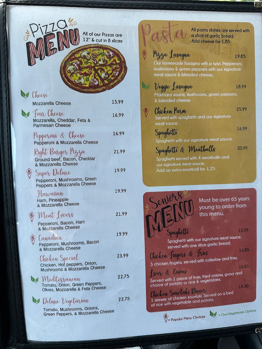 Menu, The Right Spot Restaurant Baked Goods