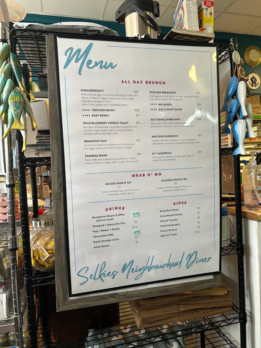 Menu, Selkie's Neighbourhood Diner