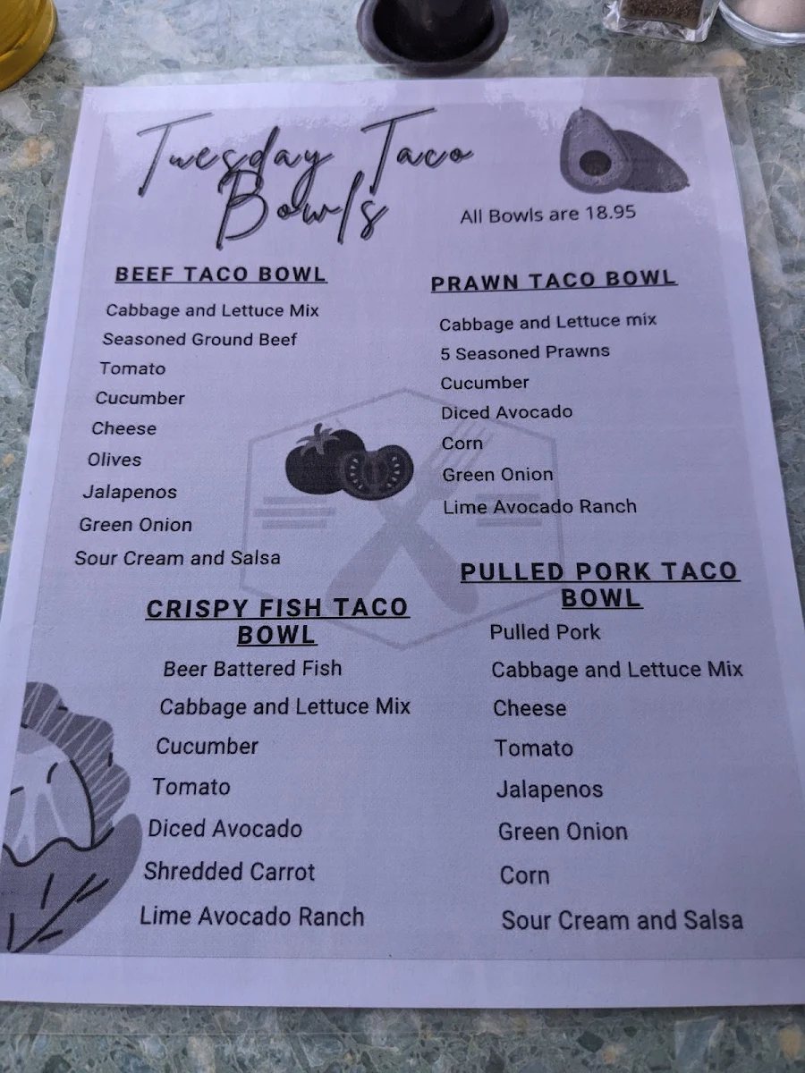 Menu, Grand Forks Station Pub