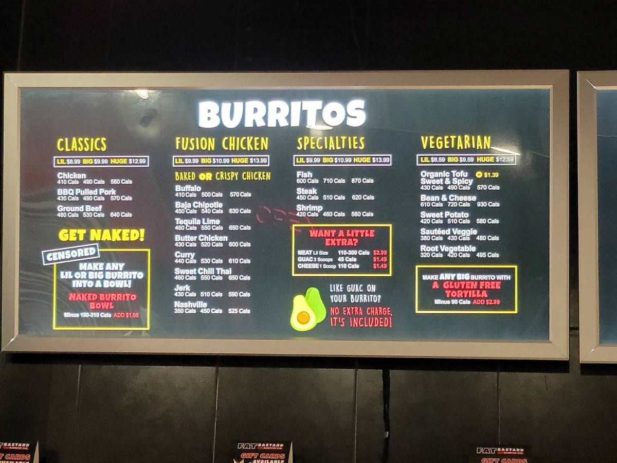 Menu, Fat Bastard Burrito