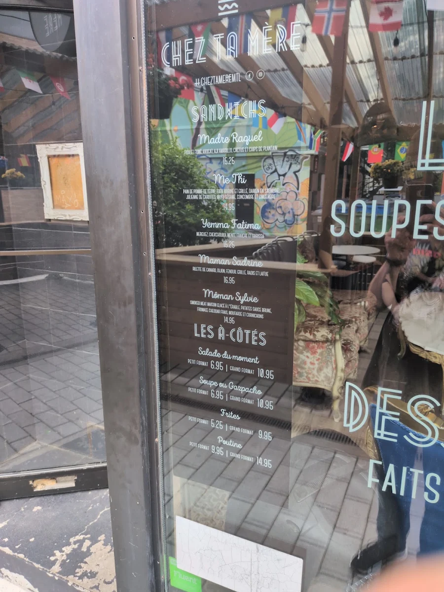 Menu, sandwicherie chez ta mère