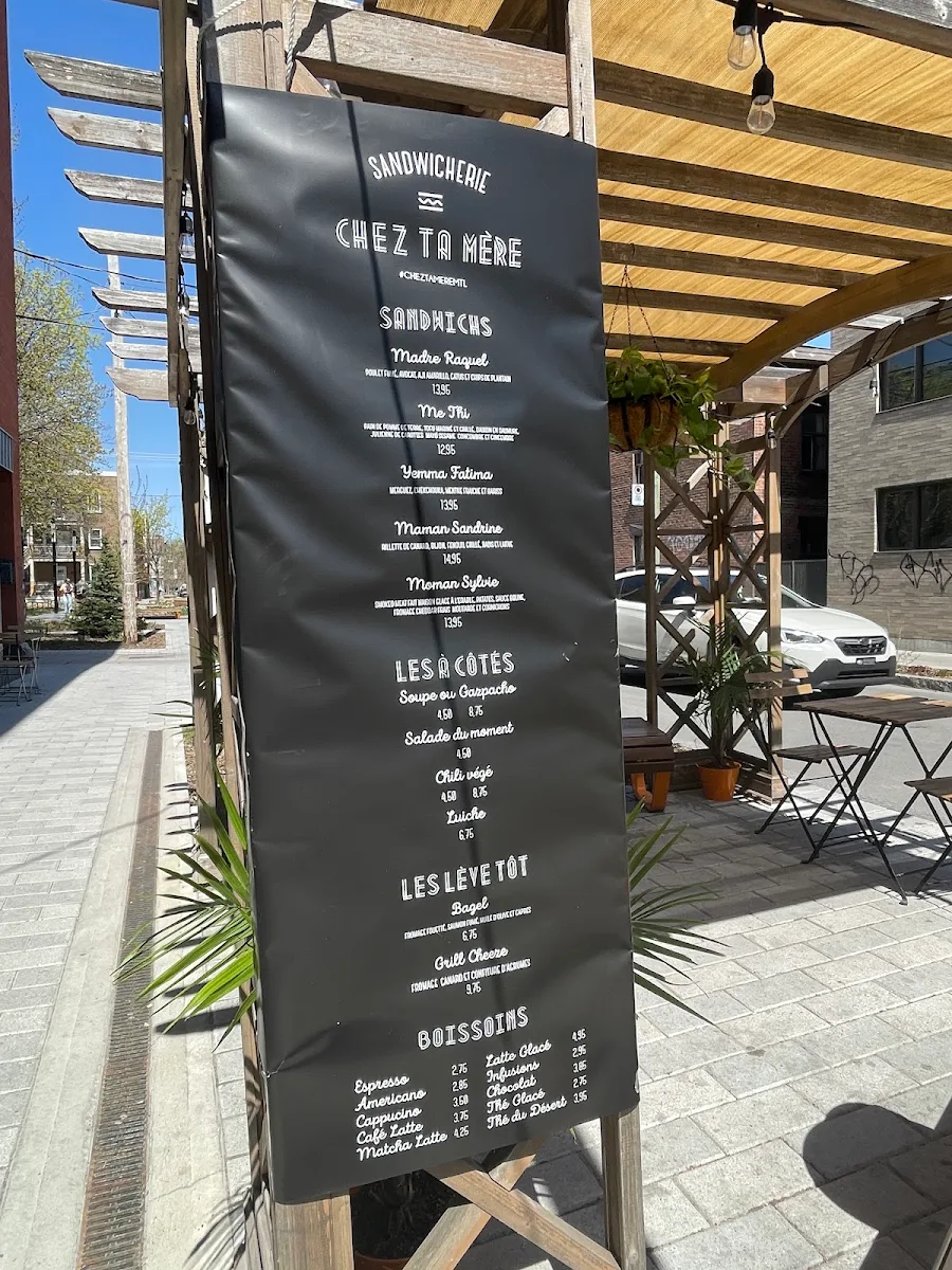Menu, sandwicherie chez ta mère
