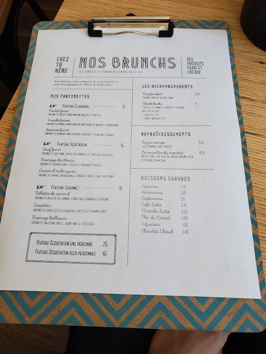 Menu, sandwicherie chez ta mère