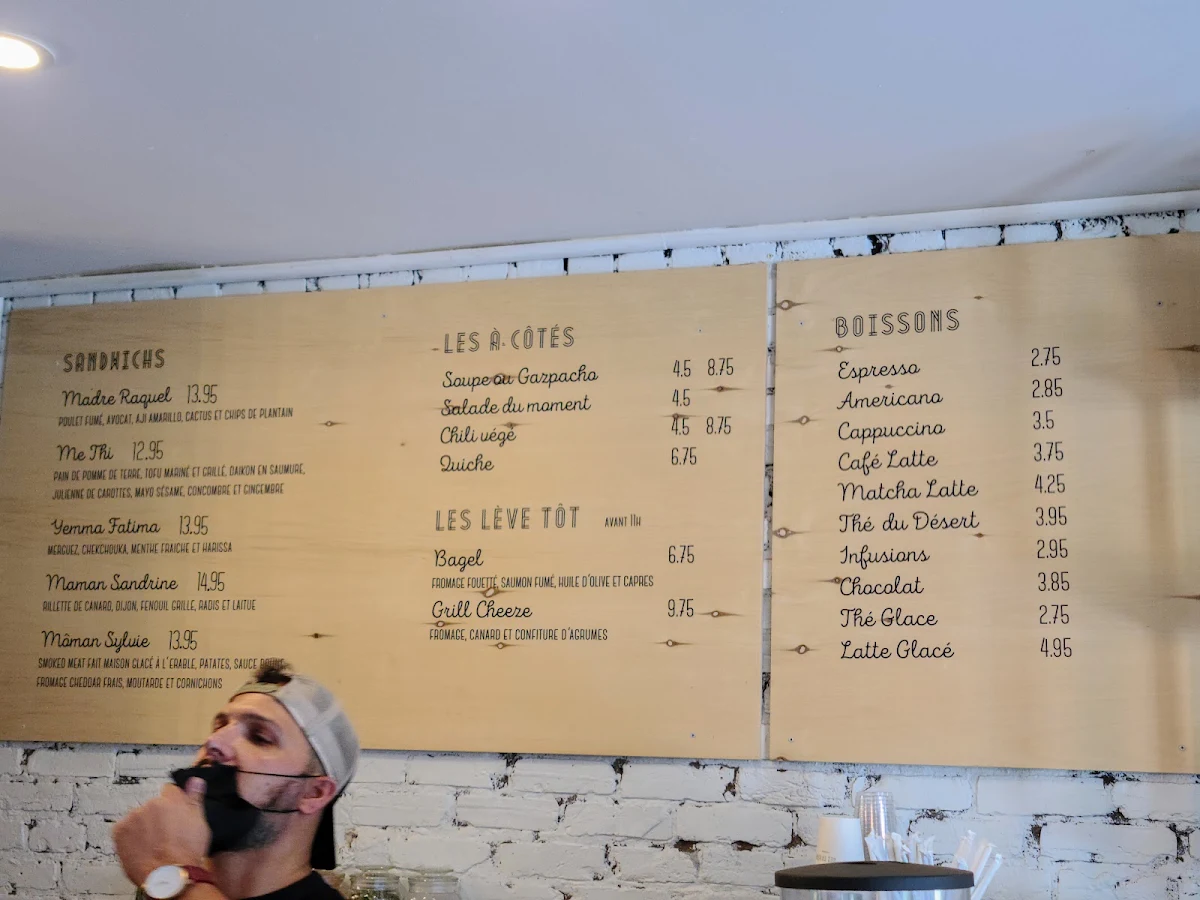 Menu, sandwicherie chez ta mère