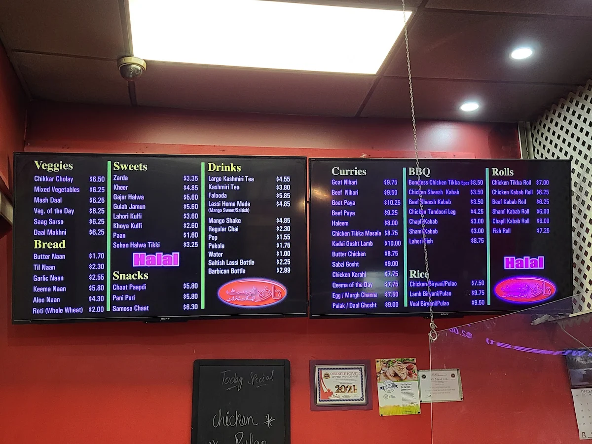 Menu, Tazah Taste
