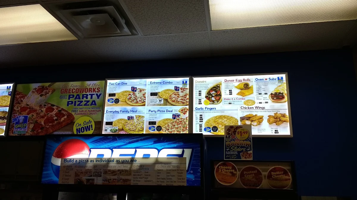Menu, Greco Pizza