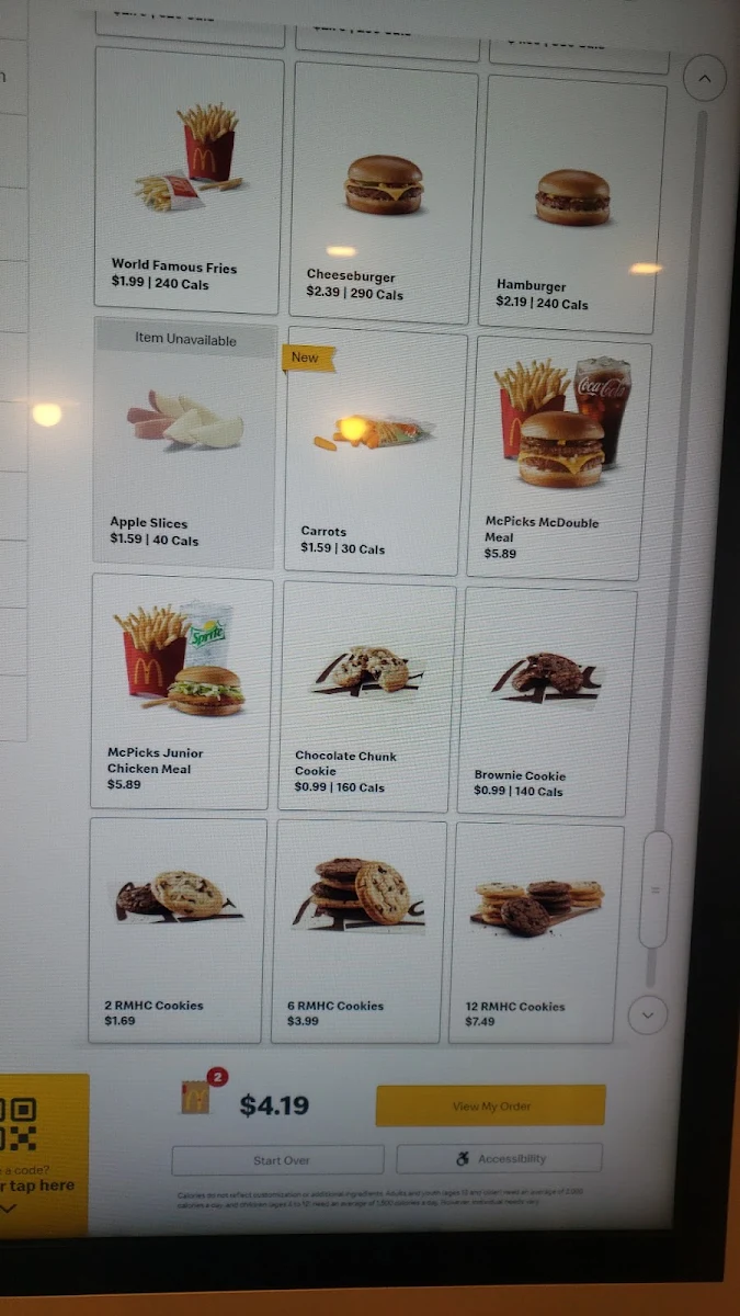 Menu, McDonald's