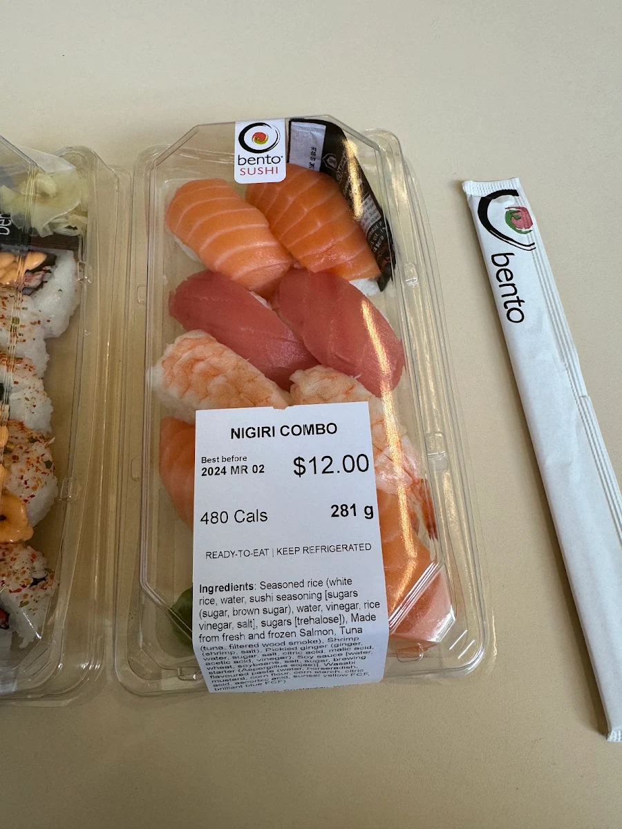 Menu, Bento Sushi