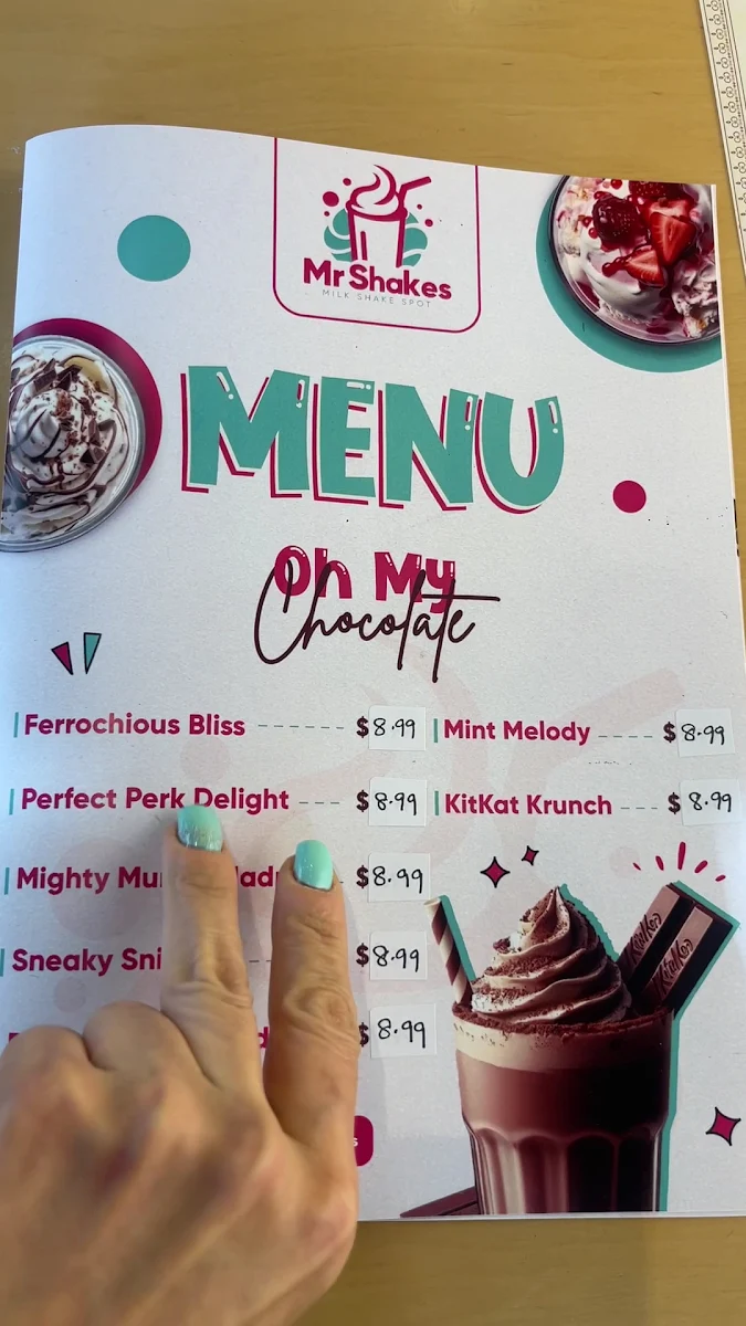Menu, Mr Shakes