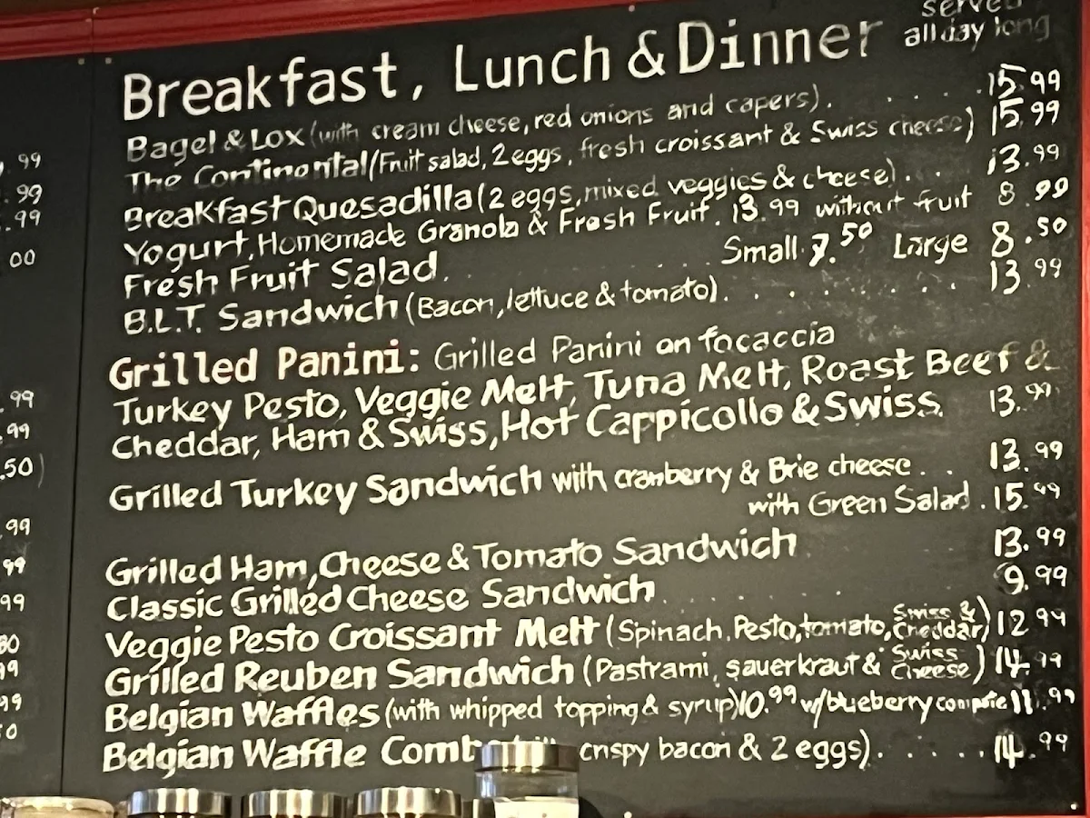 Menu, Melriches Coffeehouse