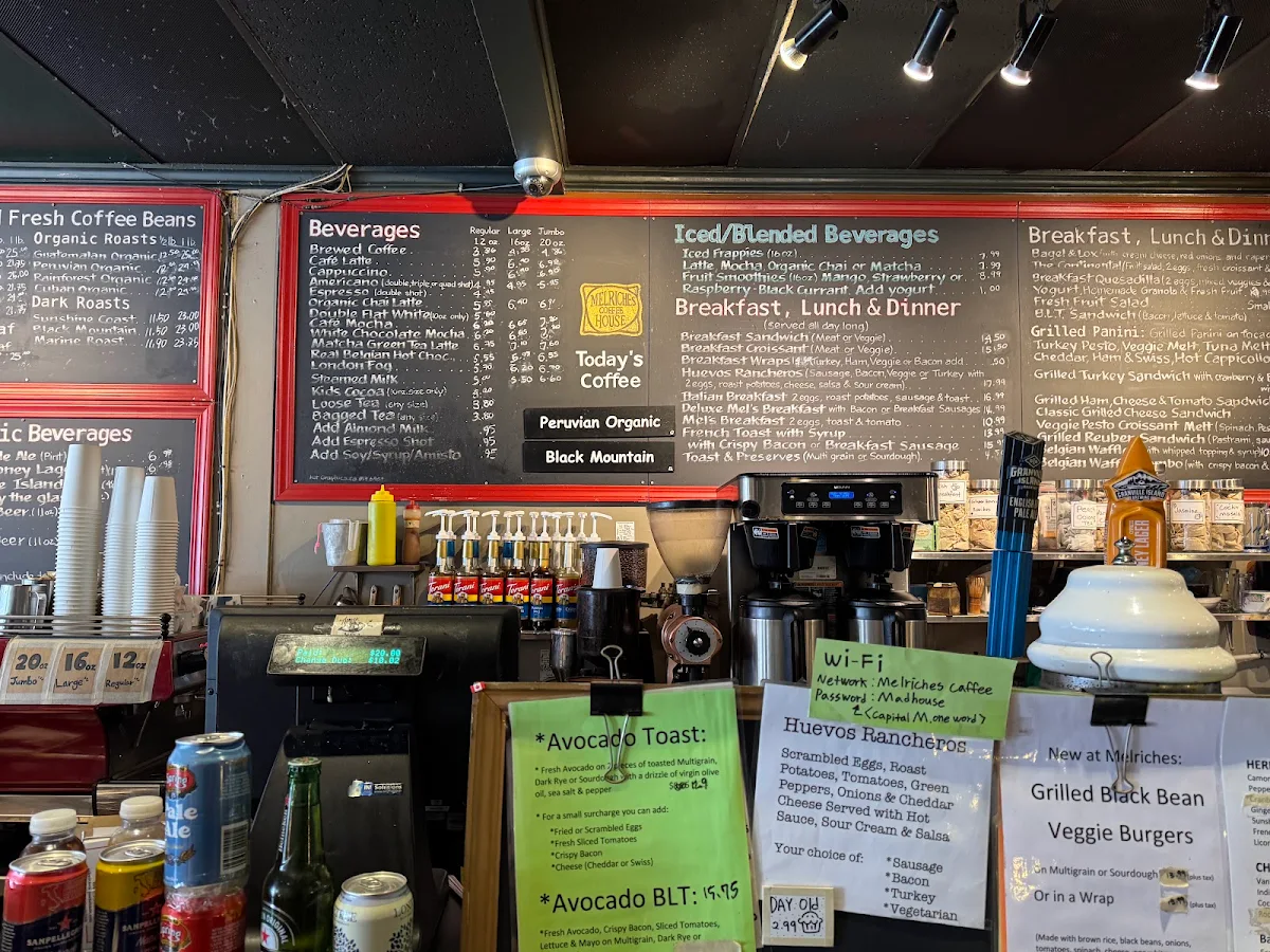 Menu, Melriches Coffeehouse