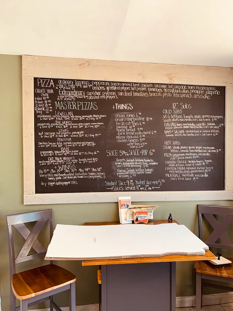 Menu, LEW’S pizza+wings+things