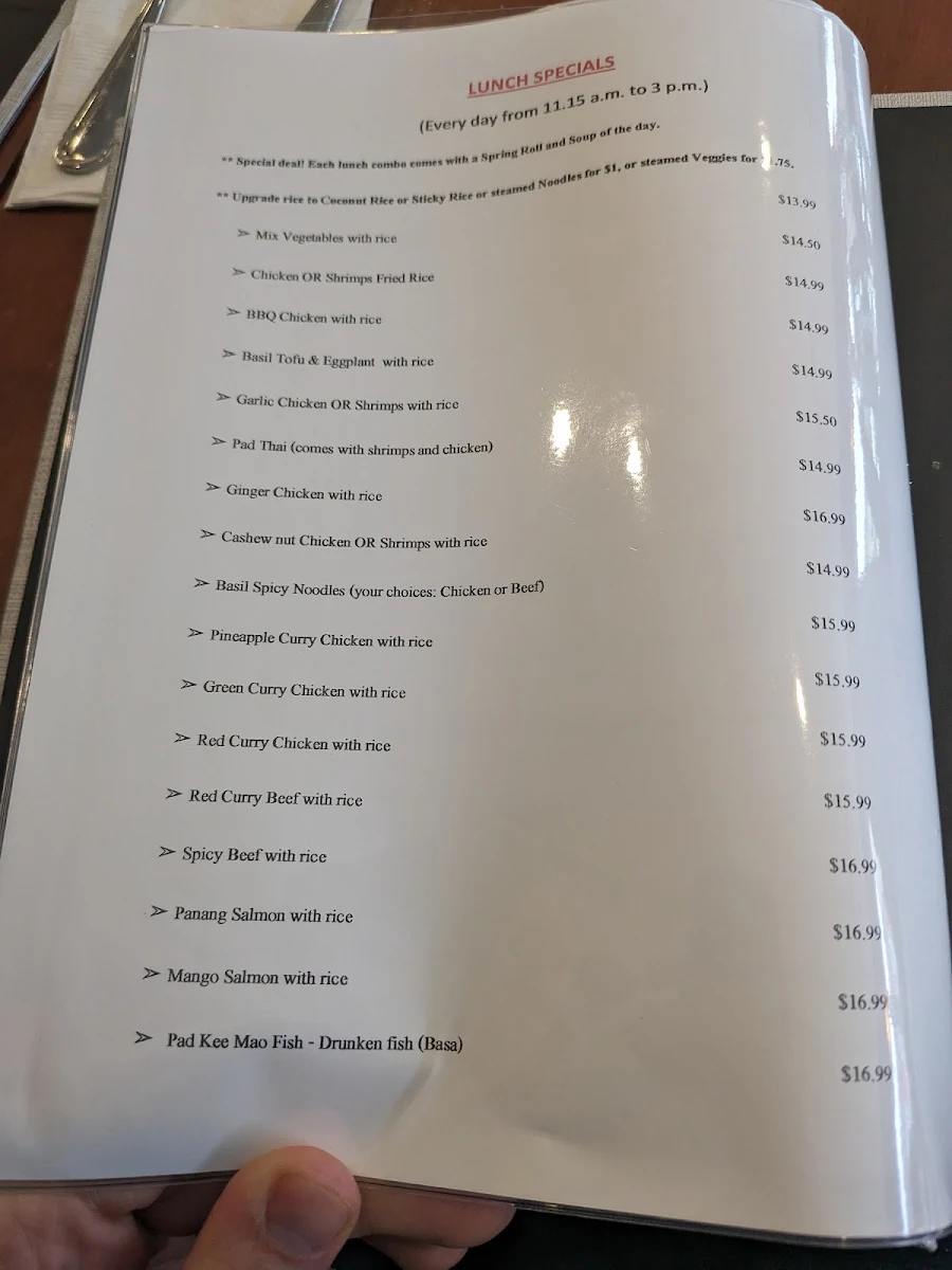 Menu, Thai House Cuisine