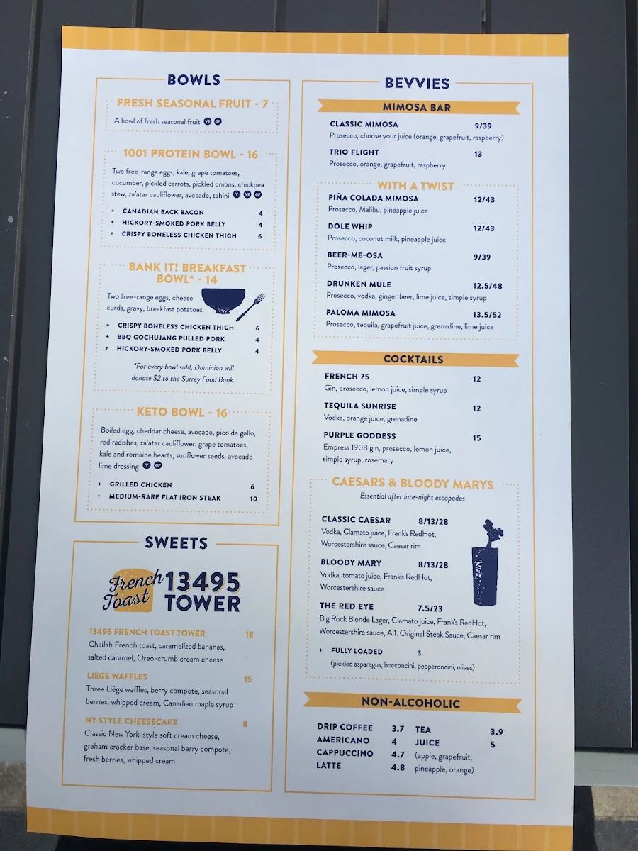 Menu, Dominion Bar + Kitchen