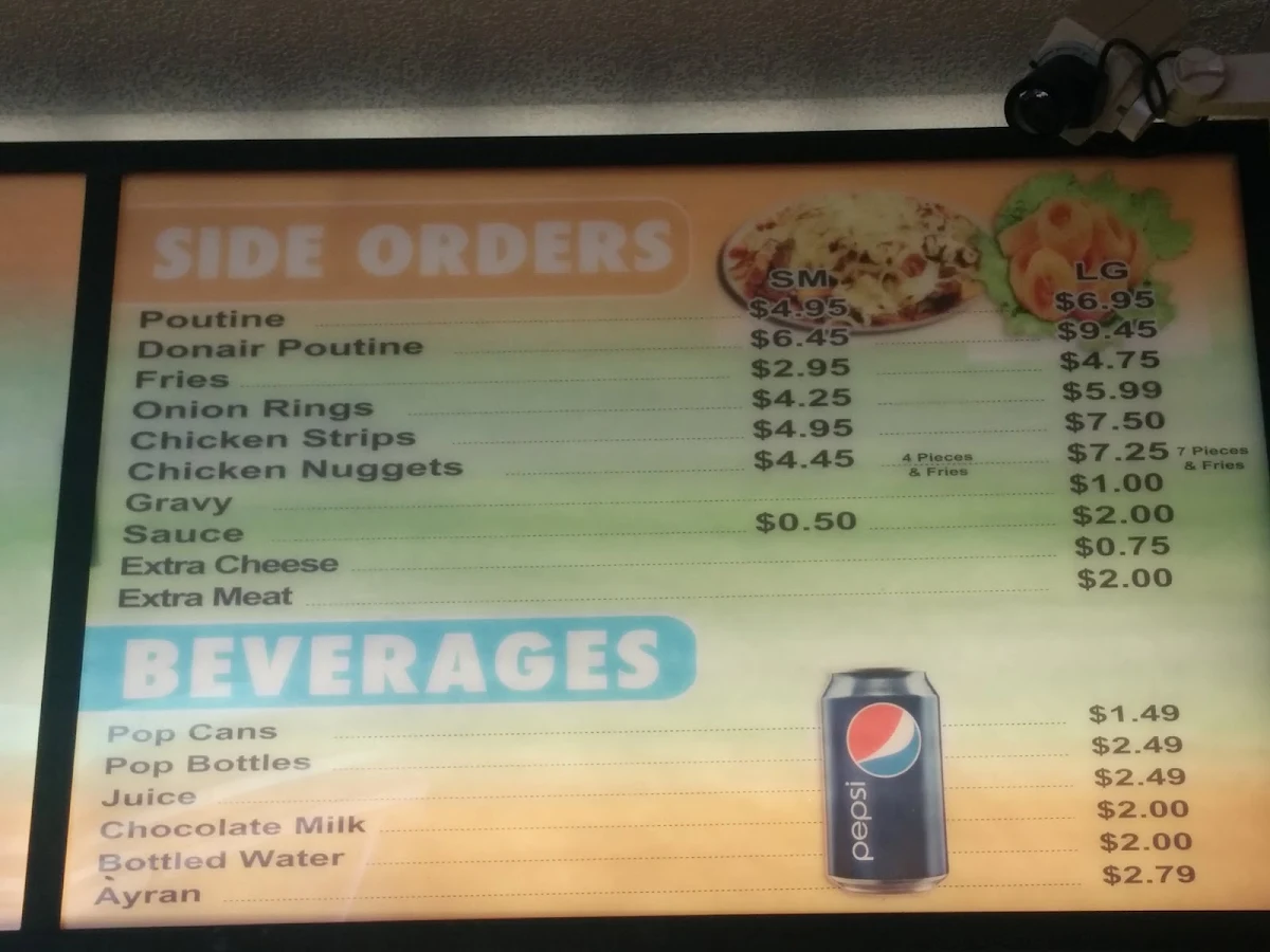 Menu, World's Finest Donair