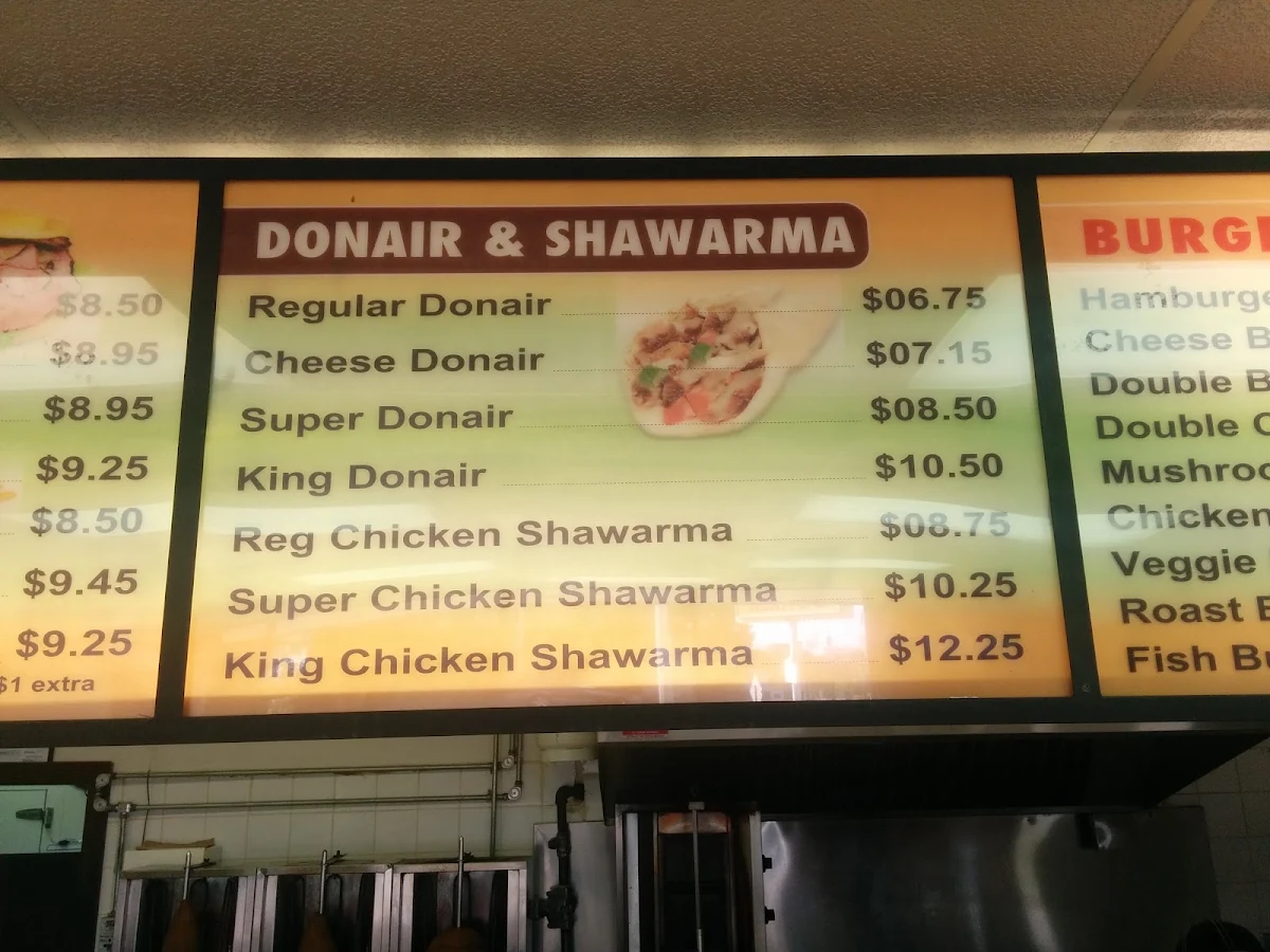 Menu, World's Finest Donair