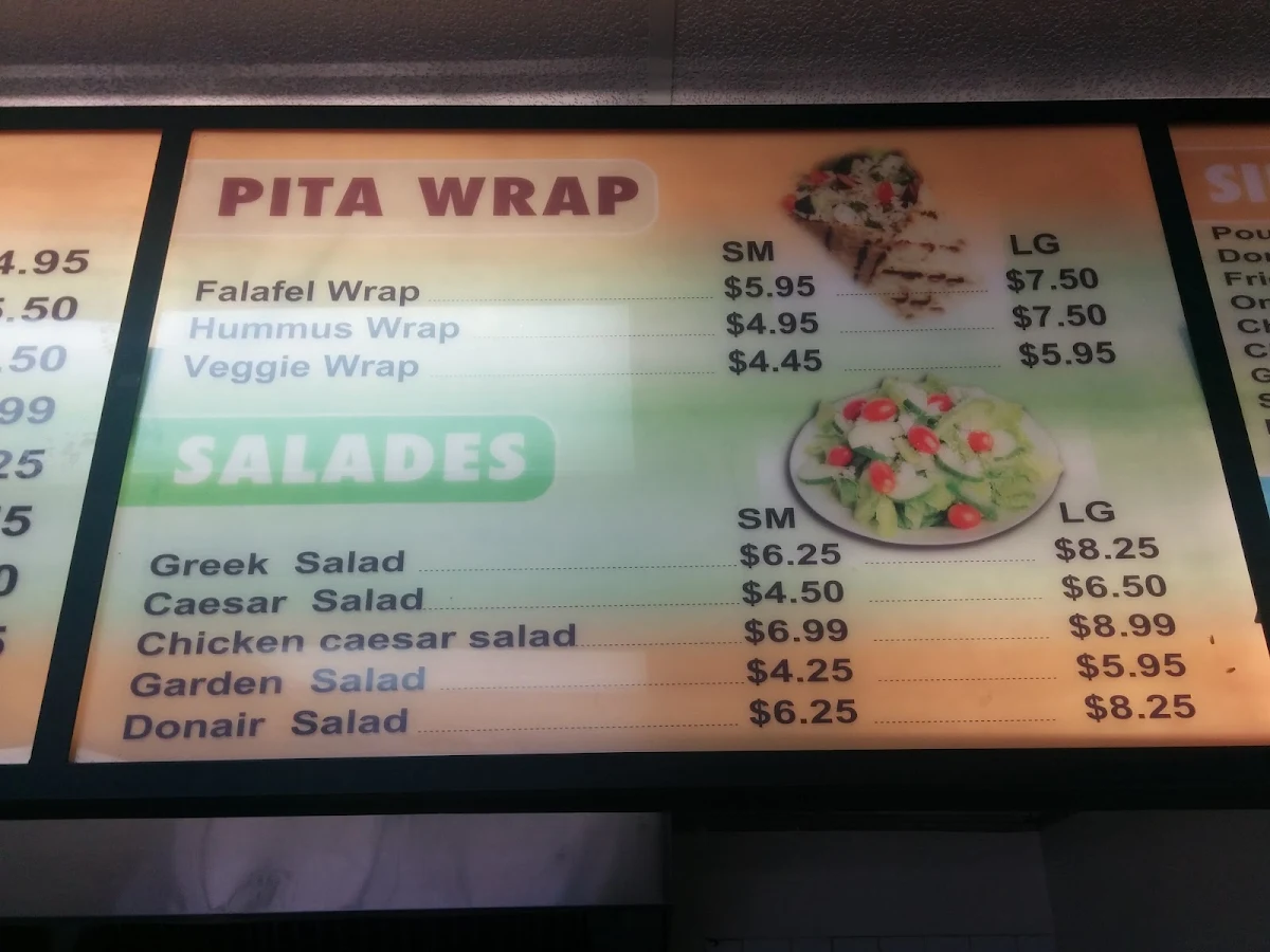 Menu, World's Finest Donair