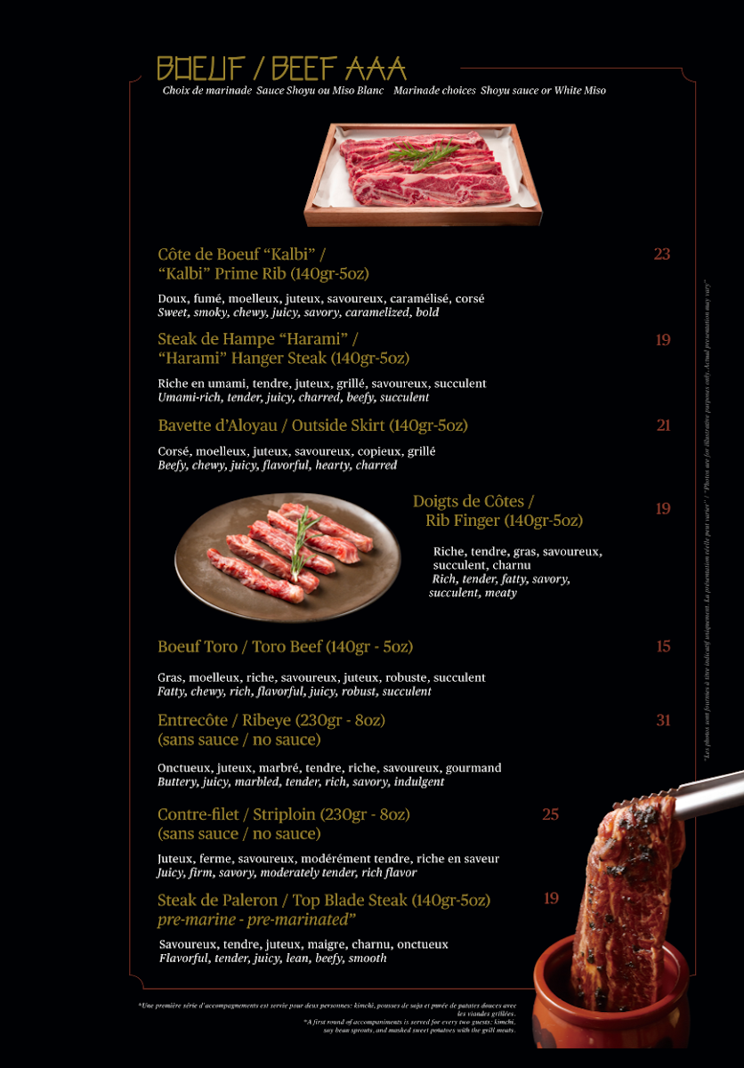 Menu, Mikasa Sushi Bar