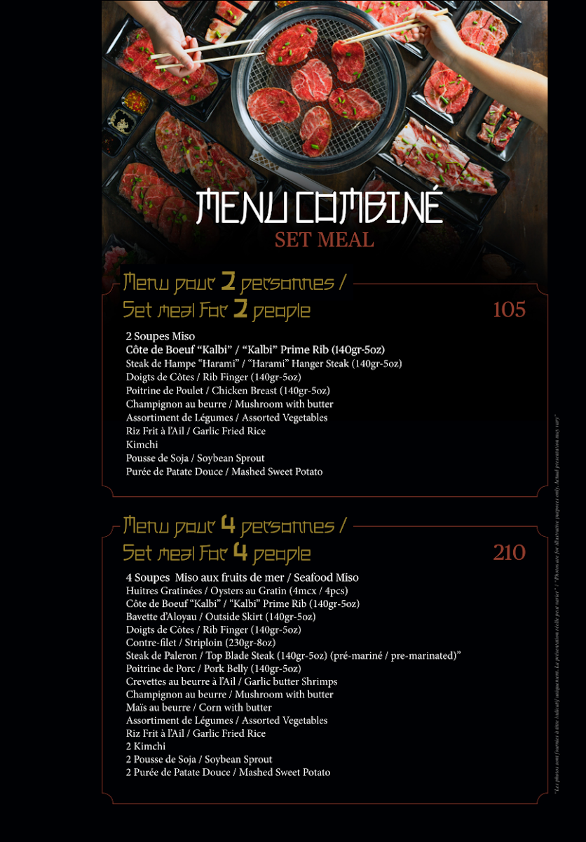 Menu, Mikasa Sushi Bar