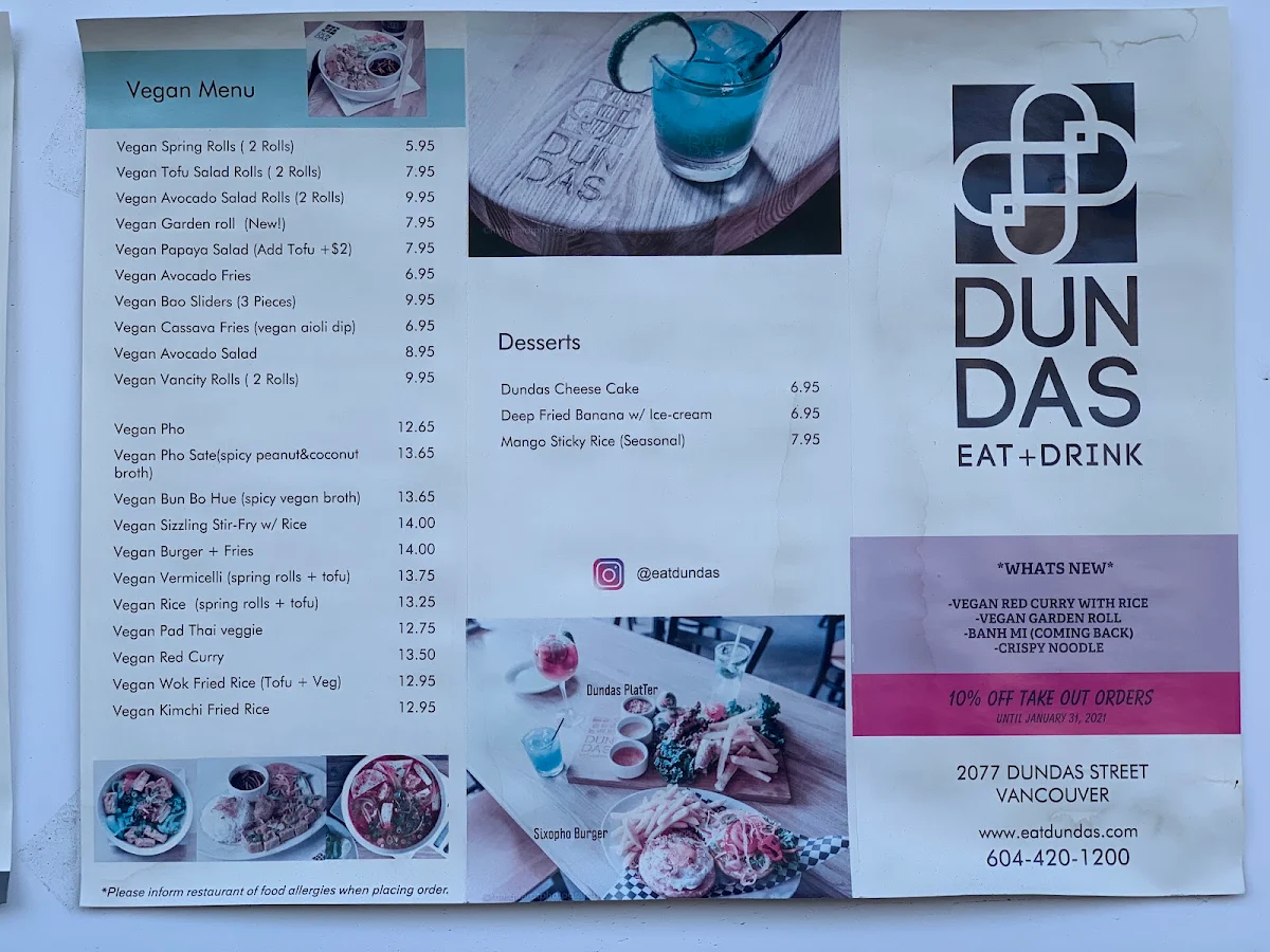 Menu, Pho Dundas