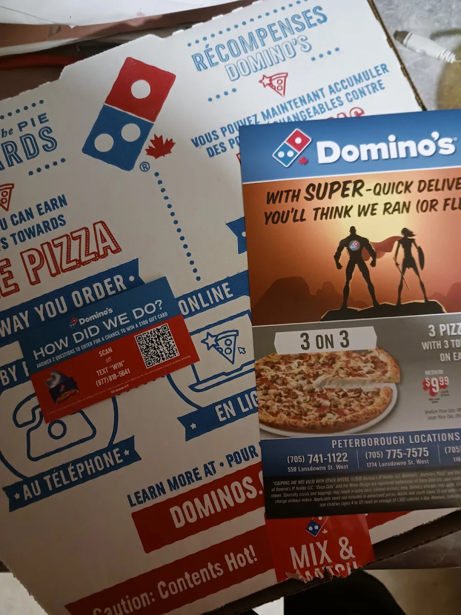 Menu, Domino's Pizza