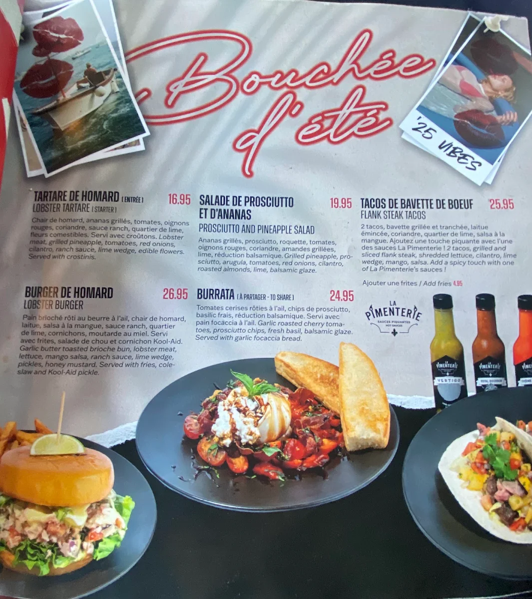 Menu, La Belle & La Boeuf - Burger Bar - Laurier