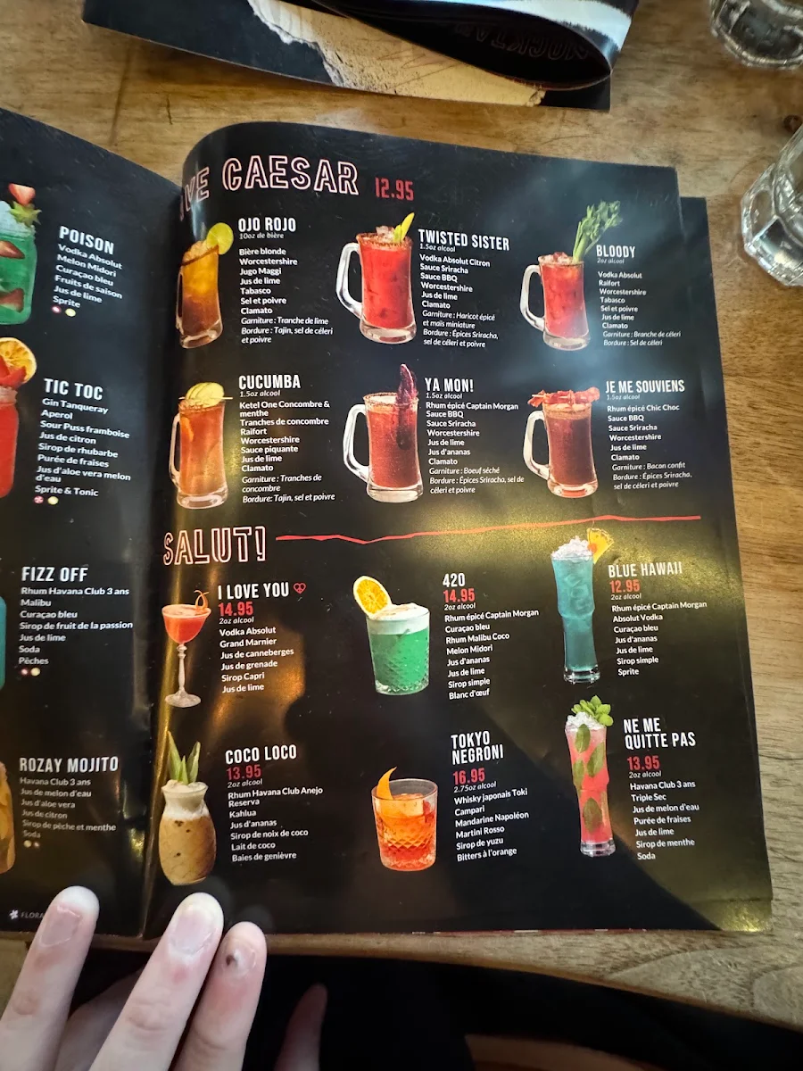 Menu, La Belle & La Boeuf - Burger Bar - Laurier