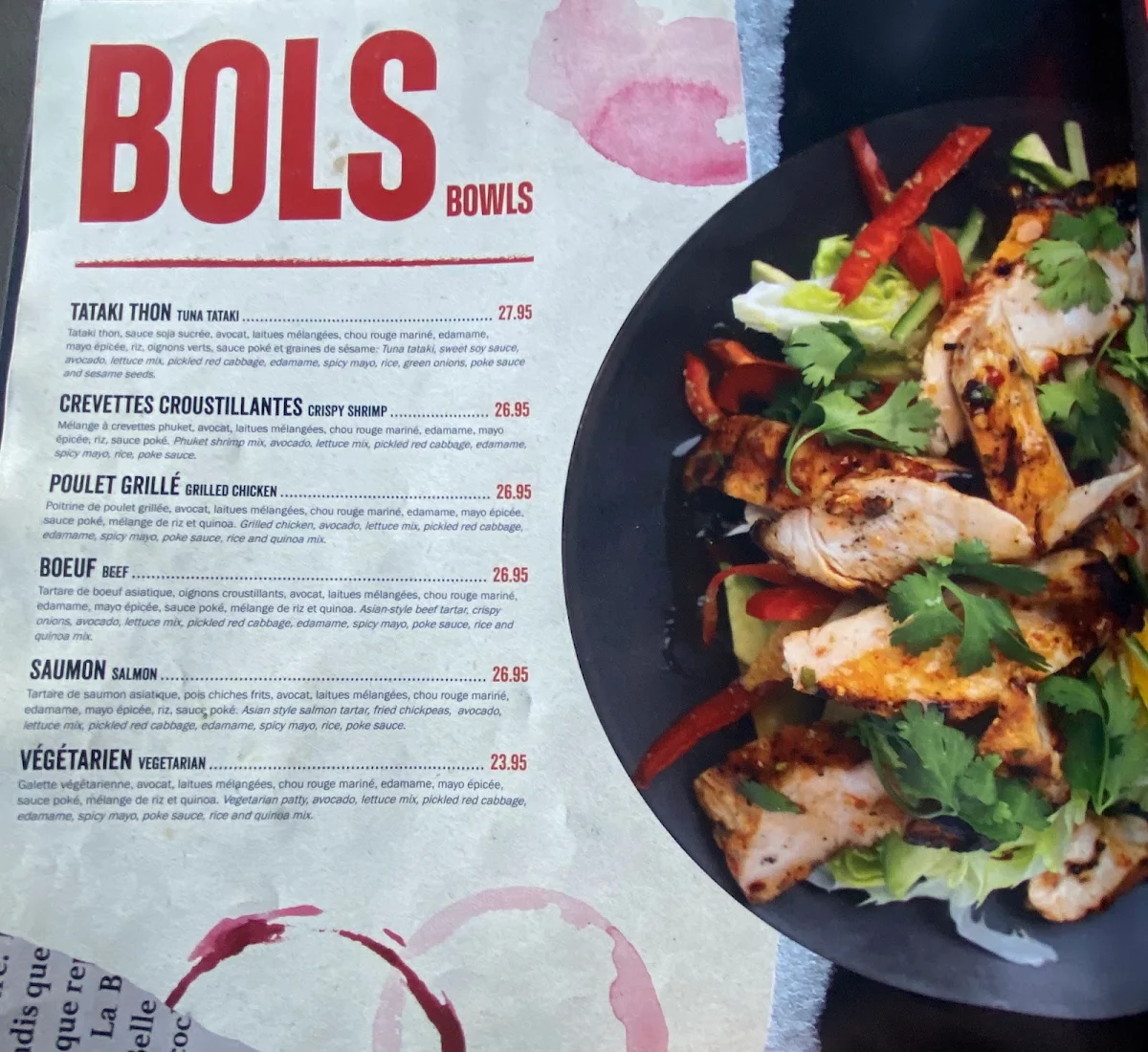 Menu, La Belle & La Boeuf - Burger Bar - Laurier