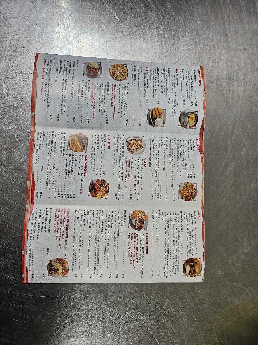Menu, Red chimney Restaurant