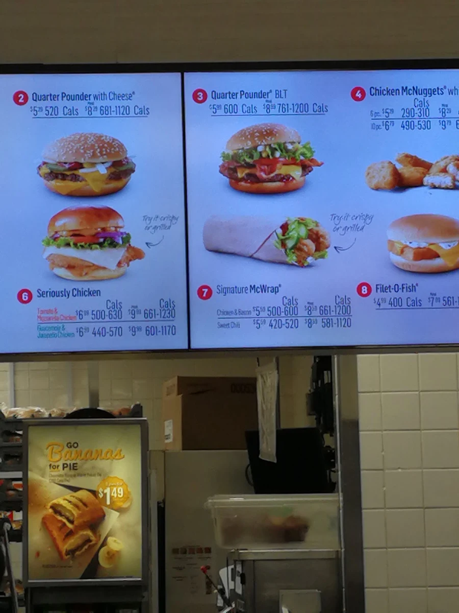 Menu, McDonald's