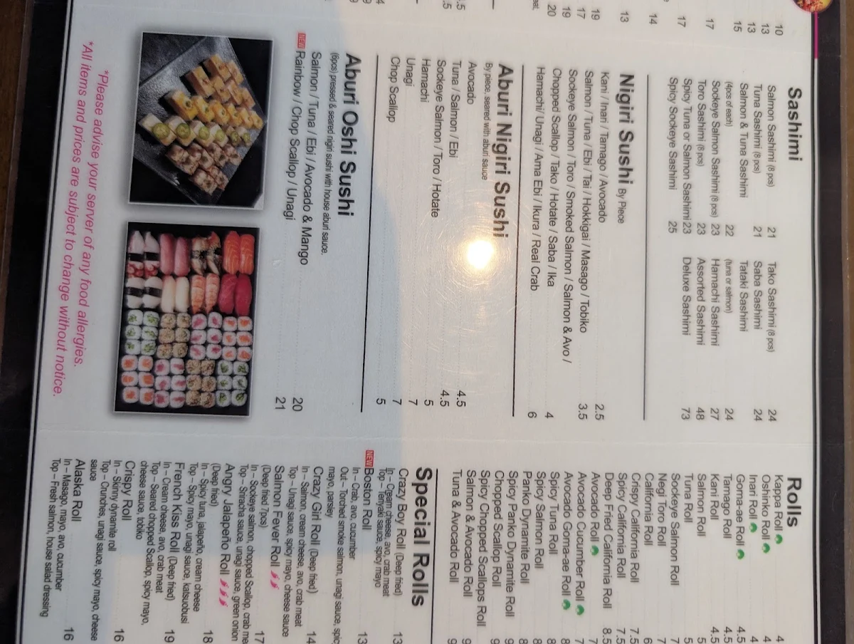 Menu, Sushico Japanese Restaurant