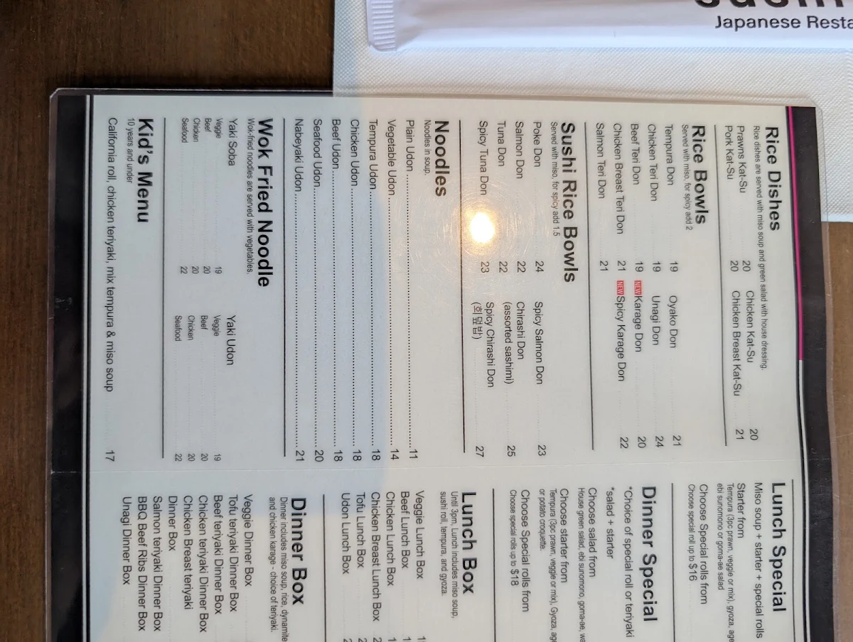 Menu, Sushico Japanese Restaurant