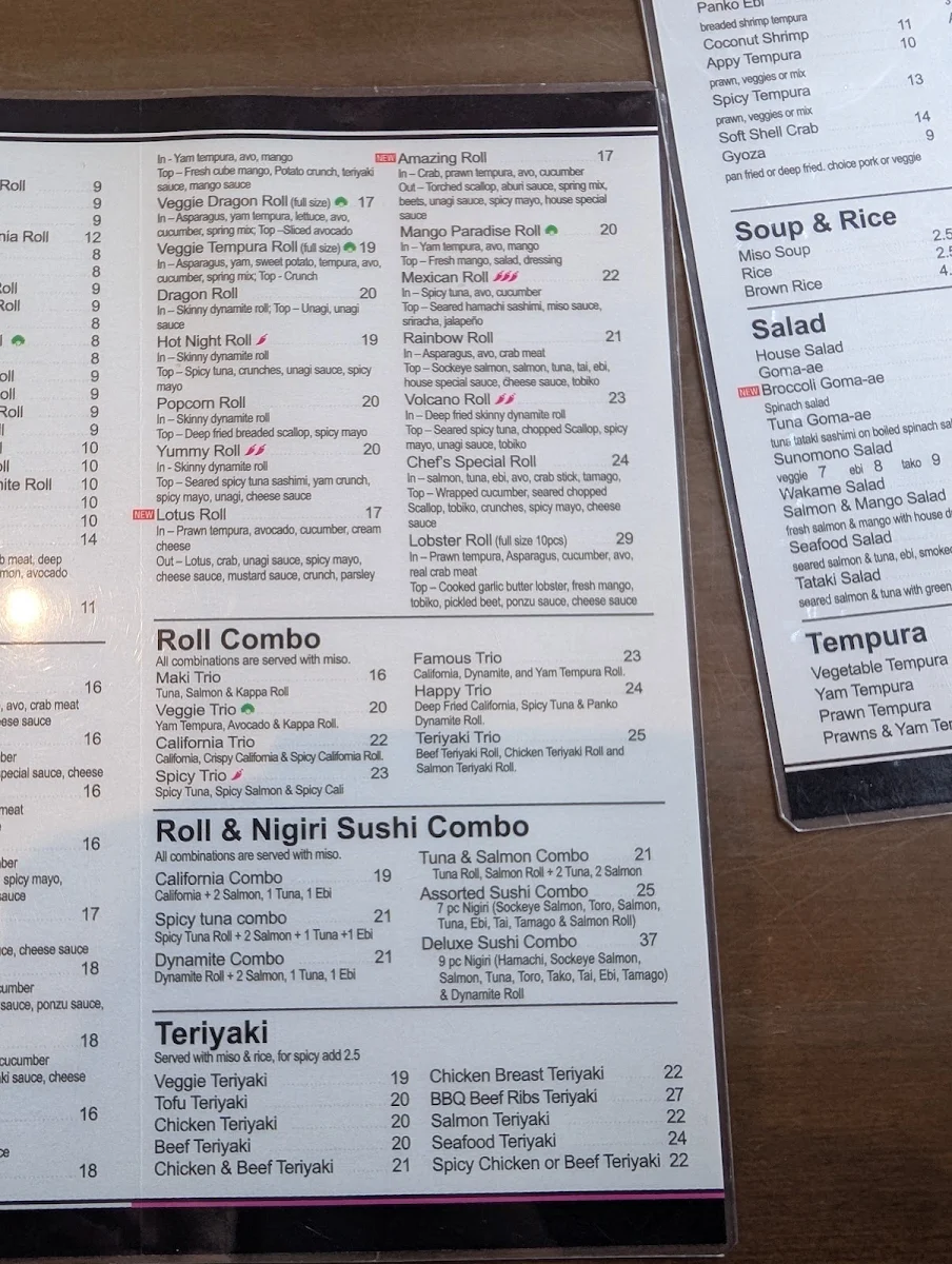 Menu, Sushico Japanese Restaurant