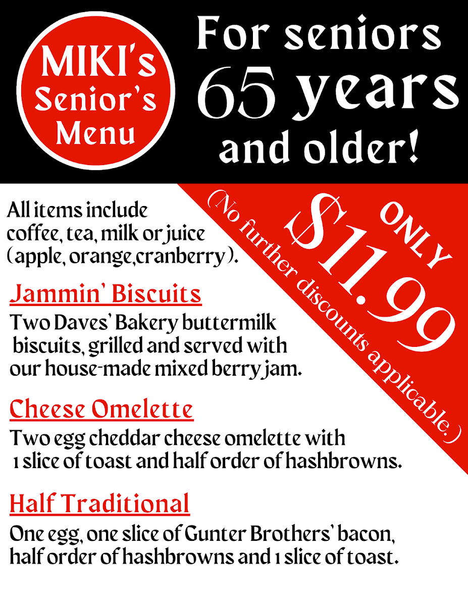 Menu, Miki's Breakfast & Sushi