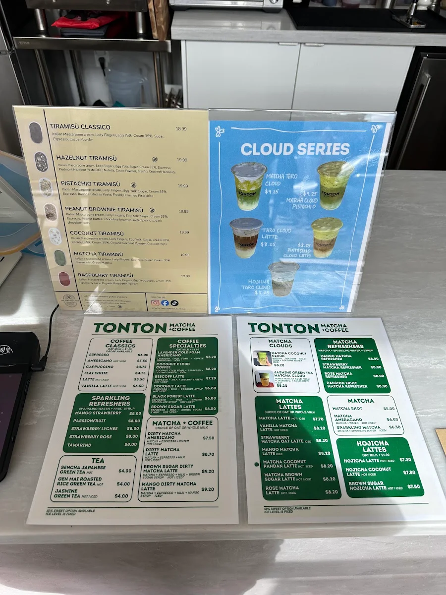 Menu, TonTon Matcha + Coffee