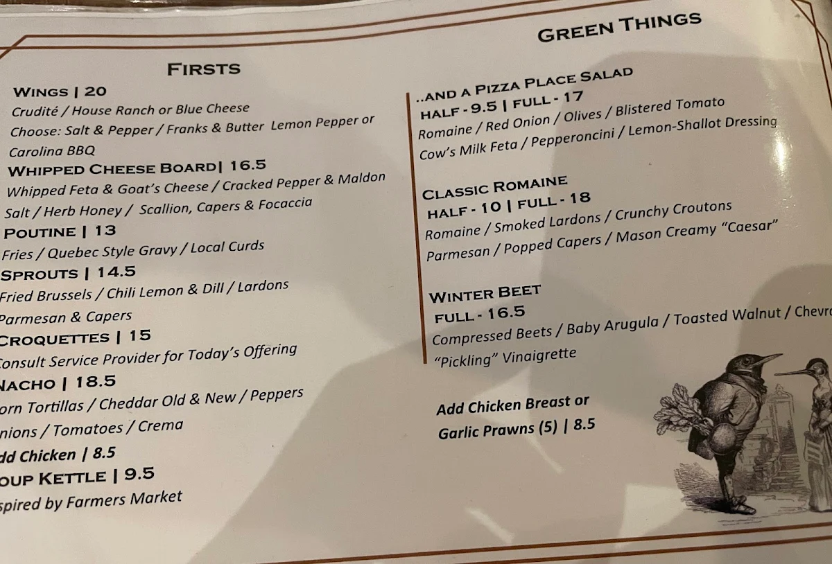 Menu, Bar Mason