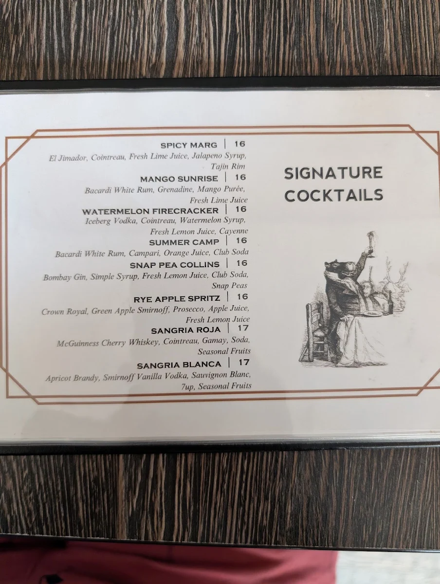 Menu, Bar Mason