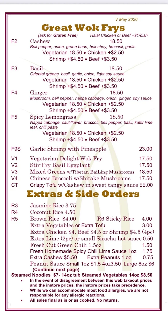 Menu, Mengrai Thai