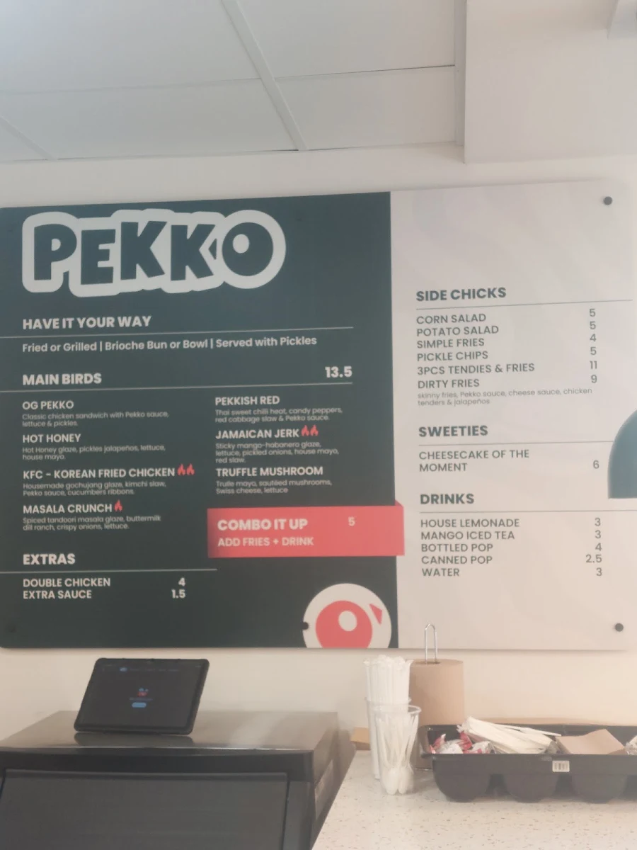 Menu, Pekko
