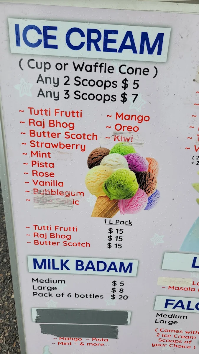 Menu, Basant Ice Cream