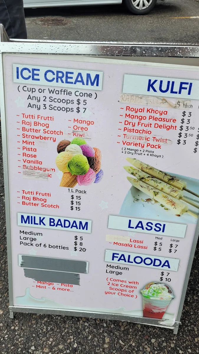 Menu, Basant Ice Cream