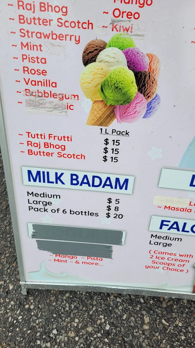 Menu, Basant Ice Cream